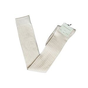 NWT Anthropologie Over-The-Knee Ribbed Socks in Cream With Tan Accent At Top